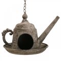 Floristik24 Ozdobný domček pre vtáčiky vintage dekoratívny džbán kovový na zavesenie V51cm