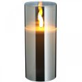 Floristik24 Dekoratívna sviečka v striebornom skle, teplé biele LED svetlo, pravý vosk, časovač, na batérie Ø7,3cm V17,7cm