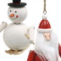 Floristik24 Drevené vianočné ozdoby na stromček Santa Claus a snehuliak 11cm sada 2 ks