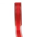 Floristik24 Vianočná stuha s priehľadnými lurexovými pruhmi červená 25mm 25m