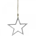Floristik24 Vianočná dekorácia hviezda, adventná dekorácia, prívesok hviezda strieborná Š24,5cm