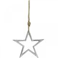 Floristik24 Vianočná dekorácia hviezda, adventná dekorácia, prívesok hviezda strieborná Š15,5cm