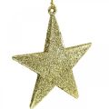 Floristik24 Vianočná dekorácia prívesok hviezda zlaté trblietky 10cm 12ks