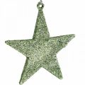 Floristik24 Vianočná dekorácia prívesok hviezda mätová trblietka 10cm 12ks