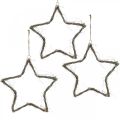Floristik24 Vianočná dekorácia hviezda biele prané hviezdy na zavesenie brest 30cm 4ks