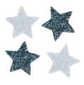 Floristik24 Vianočná dekorácia hviezda 2,5cm sľudová biela, modrá 48ks