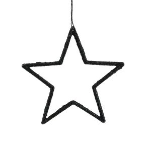 Floristik24 Vianočná dekorácia prívesok hviezda čierne trblietky 12cm 12ks