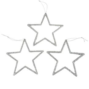Floristik24 Vianočná dekorácia prívesok hviezda strieborné trblietky 12cm 12ks