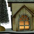 Floristik24 Vianočný domček s LED osvetlením príroda, trblietavé drevo 20×17×15cm