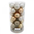 Floristik24 Mix ozdoby na stromček, vianočné čačky, mini prívesok na stromček zlatá/hnedá/perleť/béžová V4,5cm Ø4cm pravé sklo 24 kusov