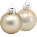 Floristik24 Mix ozdoby na stromček, vianočné čačky, mini prívesok na stromček zlatá/hnedá/perleť/béžová V4,5cm Ø4cm pravé sklo 24 kusov