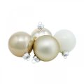 Floristik24 Vianočná guľa, ozdoby na stromček, sklenená guľa biela/perleť V6,5cm Ø6cm pravé sklo 24 kusov