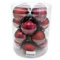 Floristik24 Vianočná guľa, ozdoby na stromček, sklenené gule vínovo červená V8,5cm Ø7,5cm skutočné sklo 12 kusov