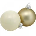 Floristik24 Vianočný stromček guľový mix, vianočná dekorácia, mini ozdoba na stromček biela/perleť V4,5cm Ø4cm pravé sklo 24ks