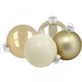Floristik24 Vianočné gule na stromček, ozdoby na stromček, sklenené gule biele/perleť V8,5 cm Ø7,5 cm pravé sklo 12 kusov