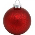 Floristik24 Ozdoby na vianočný stromček, prívesky na stromček, vianočná cetka červená mramorovaná V8,5cm Ø7,5cm pravé sklo 14 kusov