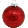 Floristik24 Ozdoby na vianočný stromček, prívesky na stromček, vianočná cetka červená mramorovaná V8,5cm Ø7,5cm pravé sklo 14 kusov