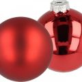 Floristik24 Vianočná guľa na stromček, ozdoby na stromček, Vianočná guľa červená V8,5cm Ø7,5cm pravé sklo 12 kusov