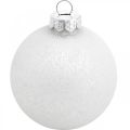Floristik24 Prívesok na stromček, snehová guľa, ozdoba na vianočný stromček, zimná dekorácia biela V4,5cm Ø4cm pravé sklo 24ks