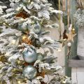 Floristik24 Vianočná guľa, ozdoba na stromček, guľa na stromček zelená mätová V6,5cm Ø6cm pravé sklo 24ks