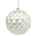 Floristik24 Vianočné gule s diamantovým vzorom strieborná matná, lesklá Ø8cm 2ks