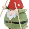 Floristik24 Gnome na lyžiach ozdobná figúrka drevená Vianočná figúrka škriatka V13cm