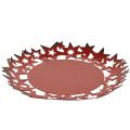 Floristik24 Vianočný tanier kovový ozdobný tanier s hviezdičkami červený Ø34cm