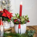 Floristik24 Vianočný črepník s trpaslíkom, adventná dekorácia, betónový črepník biely, červený Ø8cm V12,5cm 2ks