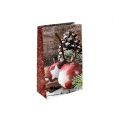 Floristik24 Vianočná taška s jablkom, motív šišky 12x19cm 1ks