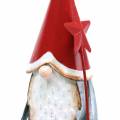 Floristik24 Vianočný škriatok s hviezdou 18cm červený, sivý kov 2ks