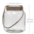 Floristik24 Lampáš sklo, svietnik na čajovú sviečku na zavesenie V16,5cm Ø14,5cm