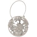 Floristik24 Kovový lampión, závesná dekorácia, sivý, Ø14cm, V13cm