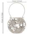 Kovový lampión, závesná dekorácia, sivý, Ø14cm, V13cm | Floristik24.sk