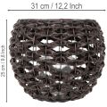 Pletený držiak na čajové sviečky, čierny a hnedý, letná dekorácia, Ø31cm V25cm | Floristik24.sk