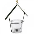 Floristik24 Lampiónový domček, svietnik na čajovú sviečku na zavesenie, kovová dekorácia, sklo V21,5cm 2ks