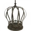 Floristik24 Korunka ako lampáš, dekorácia na sviečku, kovová korunka starožitného vzhľadu V28cm Ø21cm