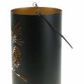 Floristik24 Deko lampáš okrúhly s rúčkou lesný kov čierny, zlatý Ø16cm V26cm