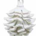 Floristik24 Vianočné ozdoby na stromček šišky biele trblietky 9cm 6ks
