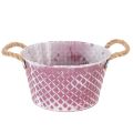 Floristik24 Zinková misa, diamantový tvar s lanovými rúčkami, fialová/biela, Ø24,5 cm V14 cm