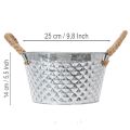Okrúhla zinková misa s lanovými rúčkami Ø25cm V14cm | Floristik24.sk