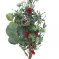 Floristik24 Vianočná dekorácia vetvička umelá zelená červená bobuľka 70cm