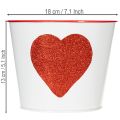 Biely kvetináč s červeným srdcom, kvetináč, Ø18 cm V13,5 cm | Floristik24.sk