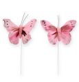 Floristik24 Deco motýlik na drôte ružový 8cm 12ks