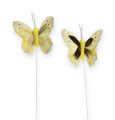 Floristik24 Deko motýlik na drôte žltý 8cm 12ks