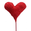 Floristik24 Kvetinová zátka sisalové srdce červená 10cm 12ks