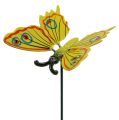 Floristik24 Motýľ na palici 17cm žltý