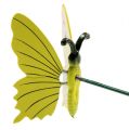 Floristik24 Motýľ na palici 17cm žltý
