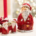Dekoratívna figúrka Santa Clausa ako držiak na čajové sviečky s hviezdičkami, dekorácia na stôl, 15 cm | Floristik24.sk