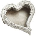 Floristik24 Rastlinné srdiečko pierka liaty kameň srdiečko sivobiele 13×12×6cm 2ks