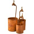 Floristik24 Kvetináč patina dekoračný kov s kohútikom V25/37/43cm sada 3 ks